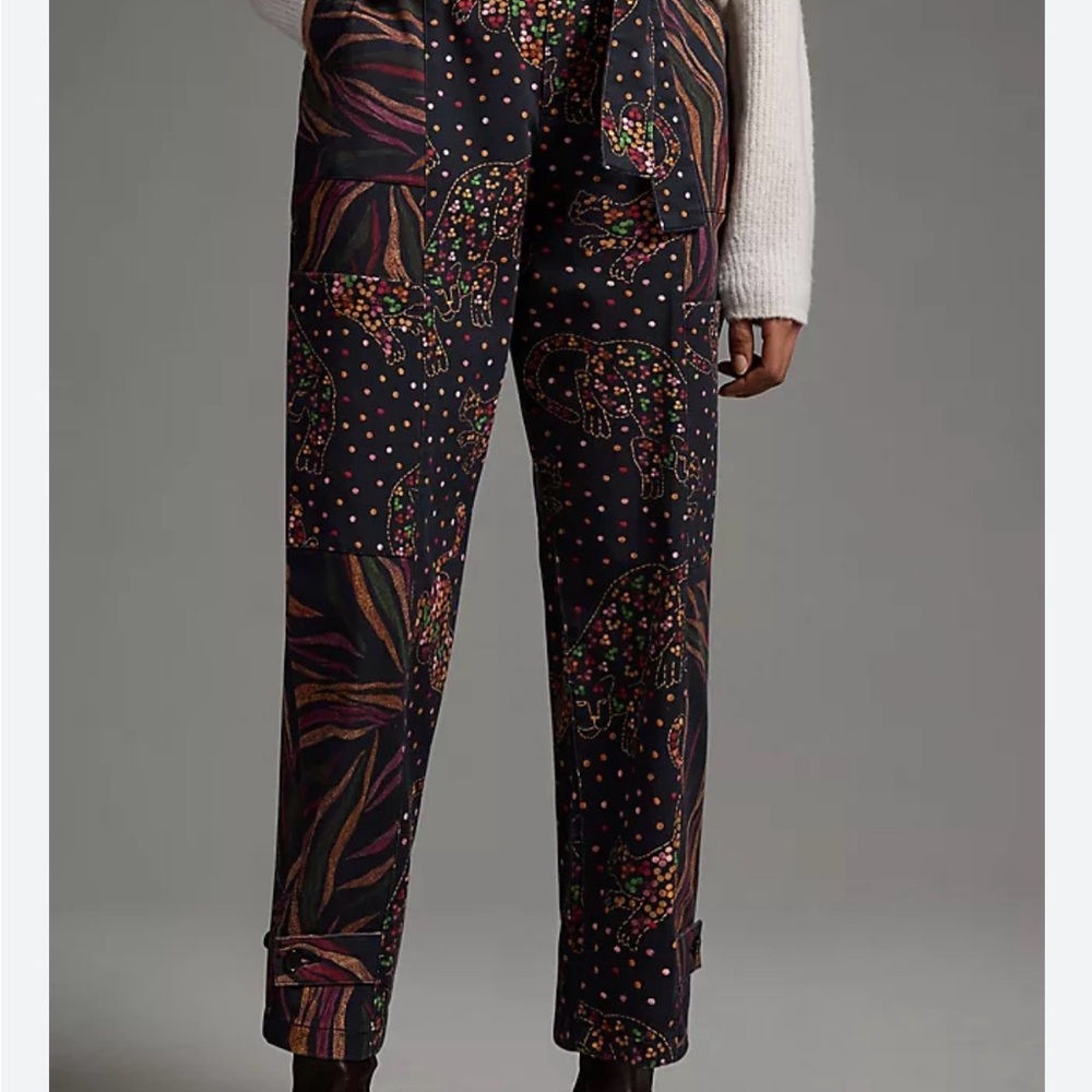 FARM Rio Anthropologie  Tie Waist
Stretch Pants Size XS Jungle Cat Print